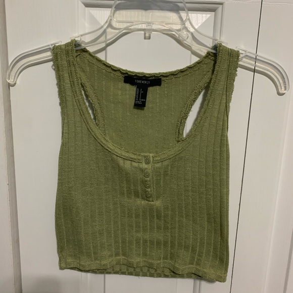 Forever 21 Tops - Forever 21 Olive Green Cropped Tank